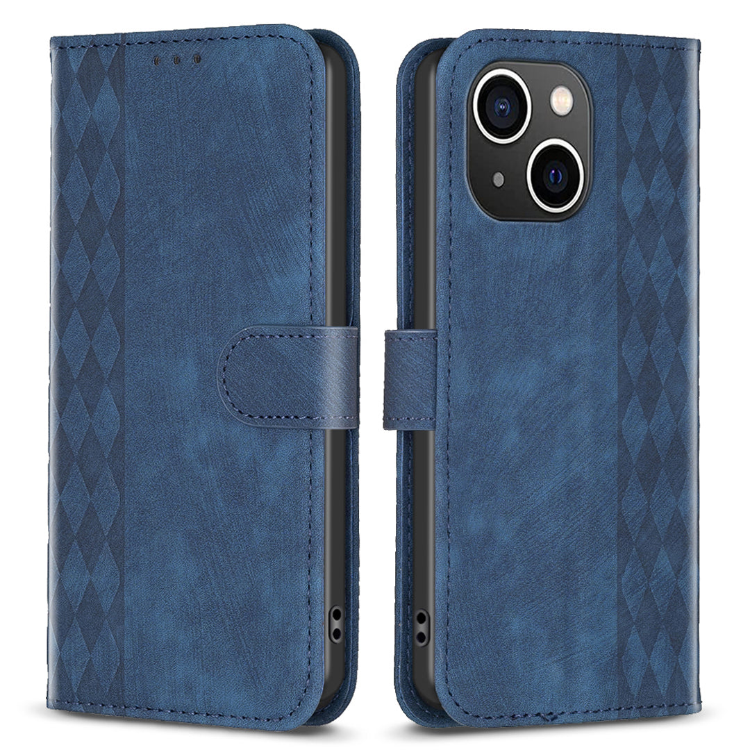 Pouzdro z PU kůže s potiskem Rhombus pro iPhone 15 odolný proti pádu Kryt peněženky na telefon Pouzdro z PU kůže s potiskem Rhombus pro iPhone 15 odolný proti pádu Kryt peněženky na telefon